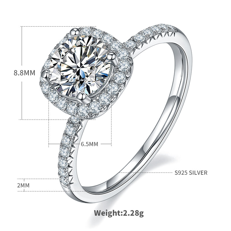 Simple Style Commute Solid Color Sterling Silver Diamond Moissanite White Gold Plated Rings