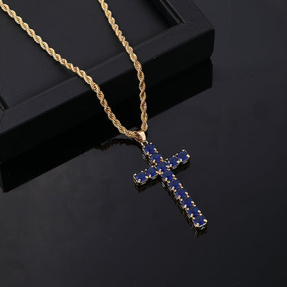 Hip-hop Vintage Style Simple Style Cross Stainless Steel Copper Plating Inlay Zircon Gold Plated Silver Plated Pendant Necklace