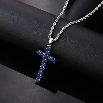 Hip-hop Vintage Style Simple Style Cross Stainless Steel Copper Plating Inlay Zircon Gold Plated Silver Plated Pendant Necklace