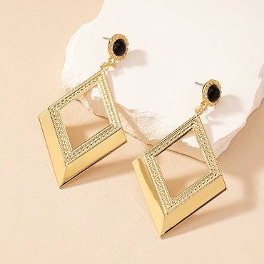 1 Pair Glam Exaggerated Luxurious Geometric Rhombus Plating Alloy Ferroalloy 14k Gold Plated Drop Earrings