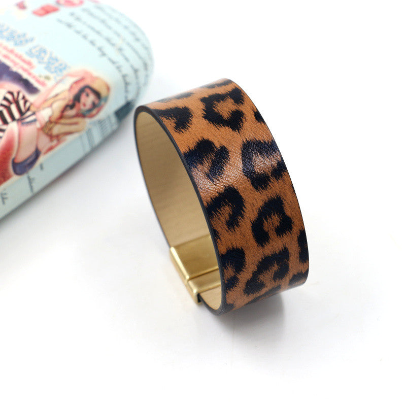 Ig Style Simple Style Leopard Pu Leather Women's Bangle