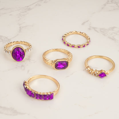 Basic Geometric Alloy Inlay Artificial Gemstones Women's Rings