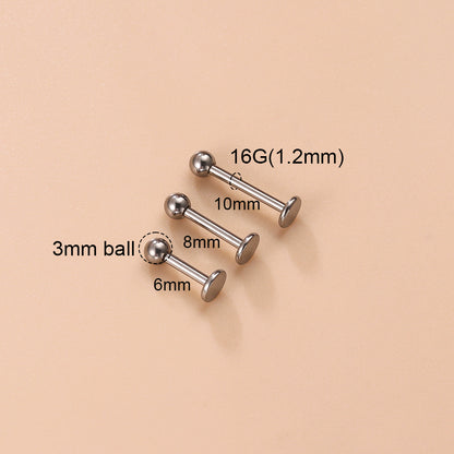 Classic Style Ball Pure Titanium Plating 18k Gold Plated Lip Stud Eyebrow Nails Ear Studs