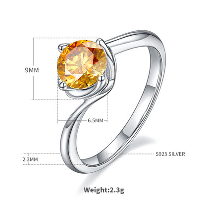 Elegant Classic Style Round Sterling Silver Gra Plating Inlay Moissanite White Gold Plated Rings