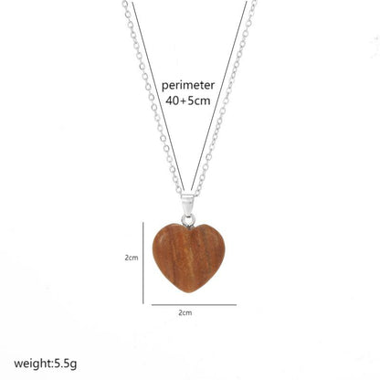 Elegant Heart Shape Stainless Steel Natural Stone Inlay Natural Stone Pendant Necklace