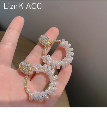 1 Pair Ig Style Elegant Circle Inlay Imitation Pearl Copper Zircon Drop Earrings