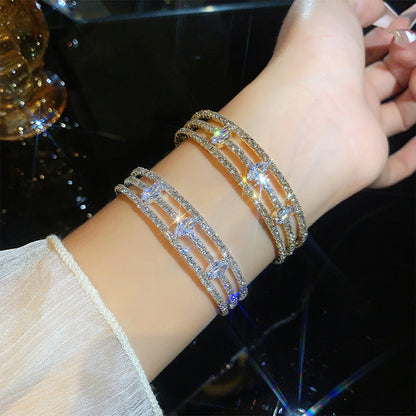 Simple Style Classic Style Geometric Alloy Inlay Artificial Crystal Artificial Rhinestones Women's Bangle