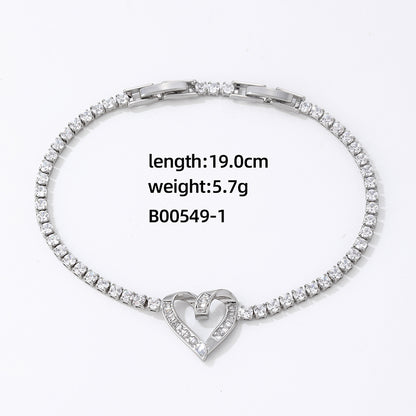 Ig Style Vintage Style Heart Shape Copper Plating Inlay Zircon White Gold Plated Gold Plated Bracelets