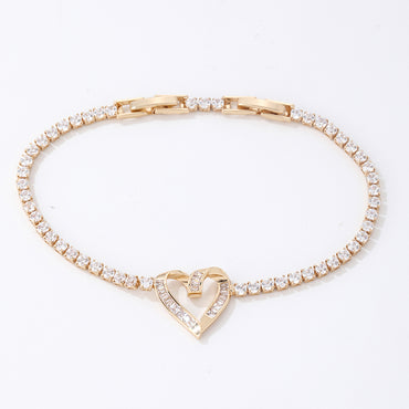 Ig Style Vintage Style Heart Shape Copper Plating Inlay Zircon White Gold Plated Gold Plated Bracelets