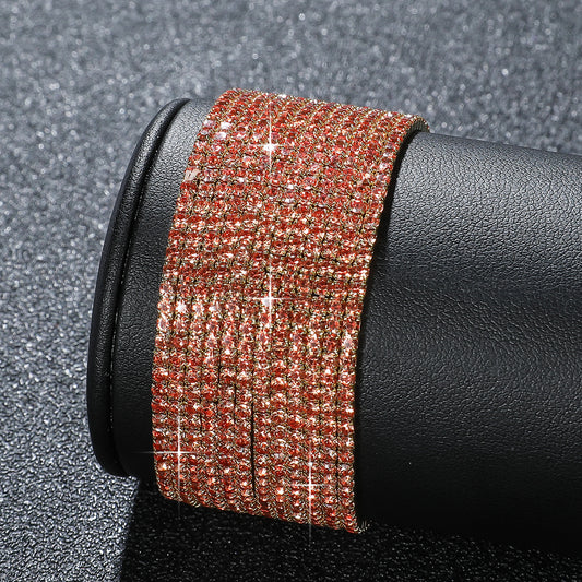 Elegant Lady Solid Color Alloy Inlay Rhinestones Gold Plated Women's Bracelets