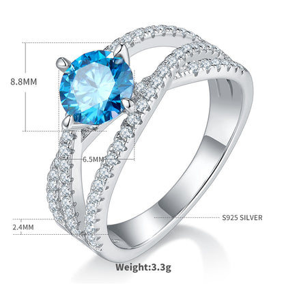 Elegant Classic Style Round Sterling Silver Plating Inlay Moissanite White Gold Plated Rings