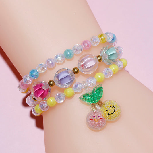 Princess Cute Sweet Cherry Fruit Arylic Resin Beaded Girl's Bracelets