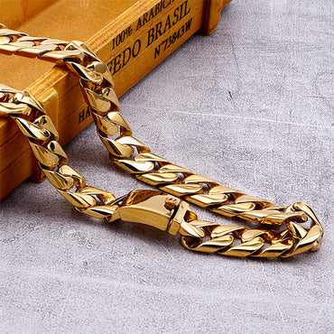 Vintage Style Geometric Solid Color Titanium Steel Plating Chain 18k Gold Plated Men's Necklace