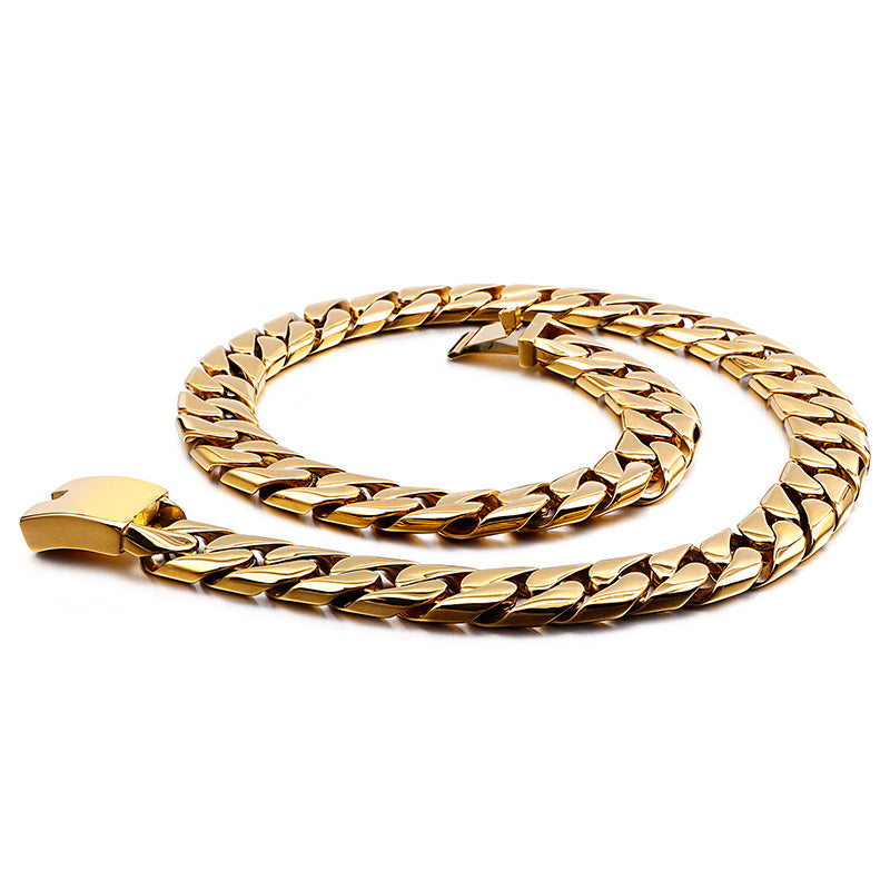 Vintage Style Geometric Solid Color Titanium Steel Plating Chain 18k Gold Plated Men's Necklace