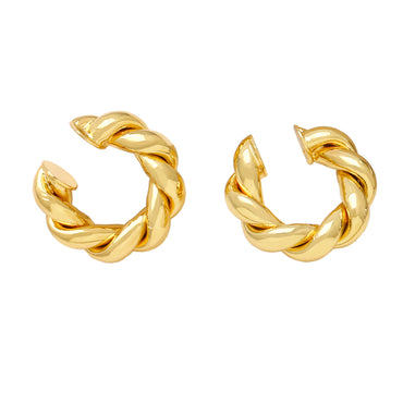 1 Pair Simple Style Twist Plating Copper 18k Gold Plated Hoop Earrings
