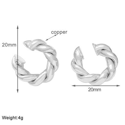 1 Pair Simple Style Twist Plating Copper 18k Gold Plated Hoop Earrings