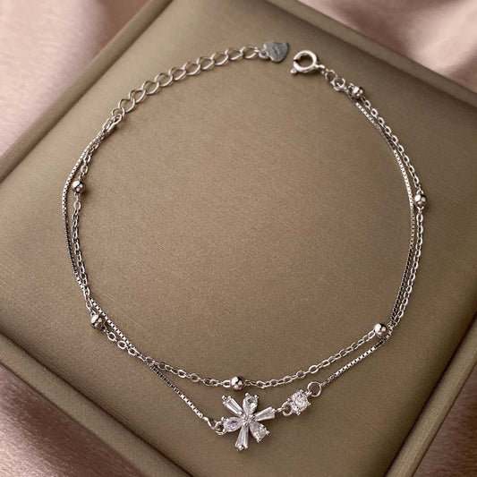 Casual Solid Color Flower Sterling Silver Plating Inlay Zircon Silver Plated Bracelets