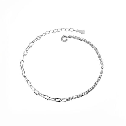Casual Elegant Solid Color Sterling Silver Plating Inlay Diamond Silver Plated Bracelets