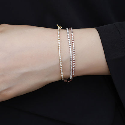 Casual Elegant Solid Color Sterling Silver Plating Inlay Diamond Silver Plated Bracelets