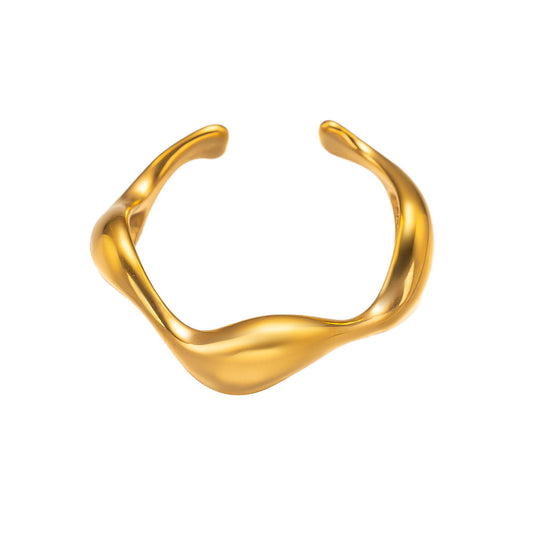 Simple Style Solid Color Stainless Steel Polishing Plating 18k Gold Plated Open Rings