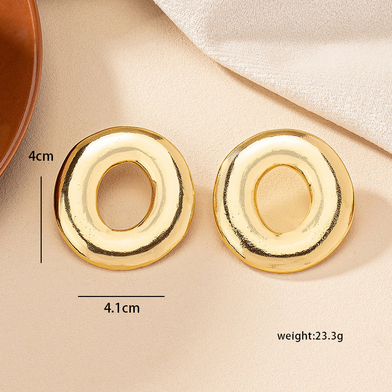 1 Pair Simple Style Streetwear Commute Oval Plating Alloy 14k Gold Plated Ear Studs