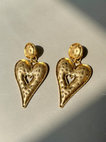 1 Pair Simple Style Classic Style Heart Shape Plating Metal Gold Plated Drop Earrings