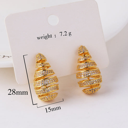 1 Pair Vintage Style Water Droplets Plating Copper Ear Studs