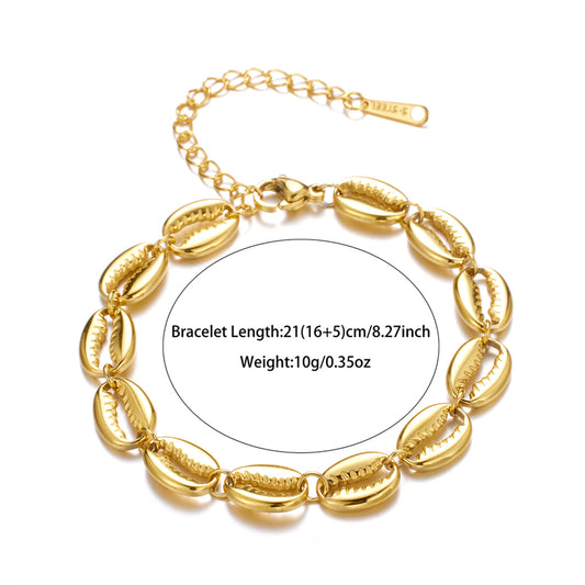 Roman Style Shell Stainless Steel Plating 18k Gold Plated Bracelets