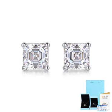 Simple Style Classic Style Solid Color Sterling Silver Inlay Moissanite Ear Studs