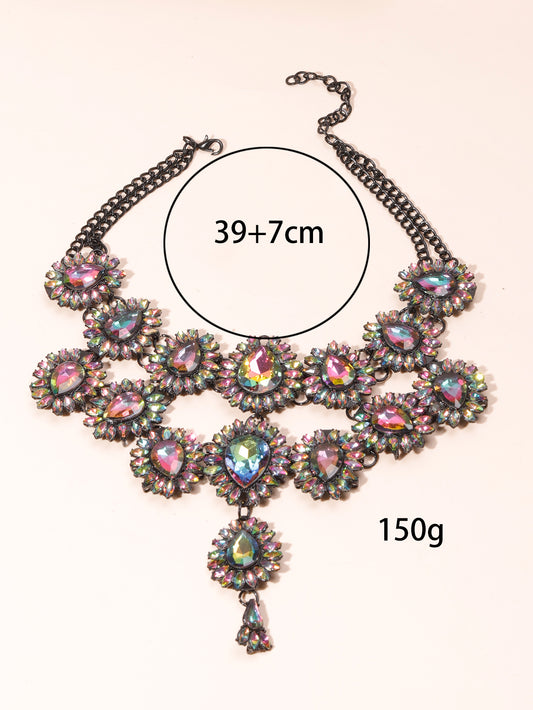 Glam Luxurious Geometric Alloy Inlay Artificial Gemstones Women's Pendant Necklace