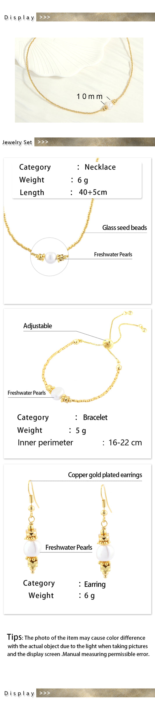 Basic Simple Style Round Freshwater Pearl Stone Copper Plating Inlay Zircon 18k Gold Plated Bracelets Earrings Necklace