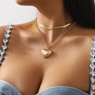 Modern Style Sweet Simple Style Heart Shape Alloy Women's Bracelets Necklace
