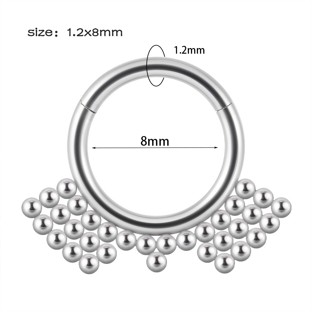 Hip-hop Round Stainless Steel Plating Nose Ring