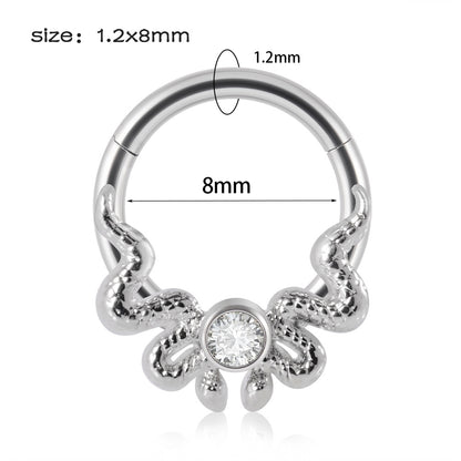Hip-hop Round Stainless Steel Plating Nose Ring