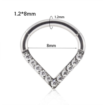 Fashion Moon Water Droplets Metal Inlay Zircon Nose Ring Nose Studs