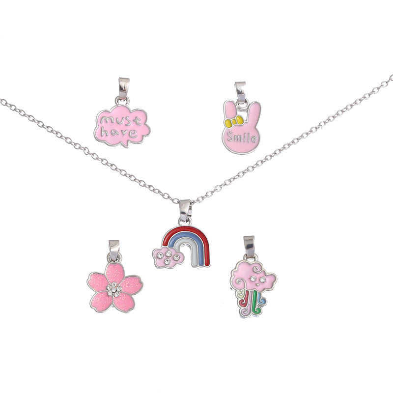 Cartoon Style Flower Alloy Enamel Girl's Necklace