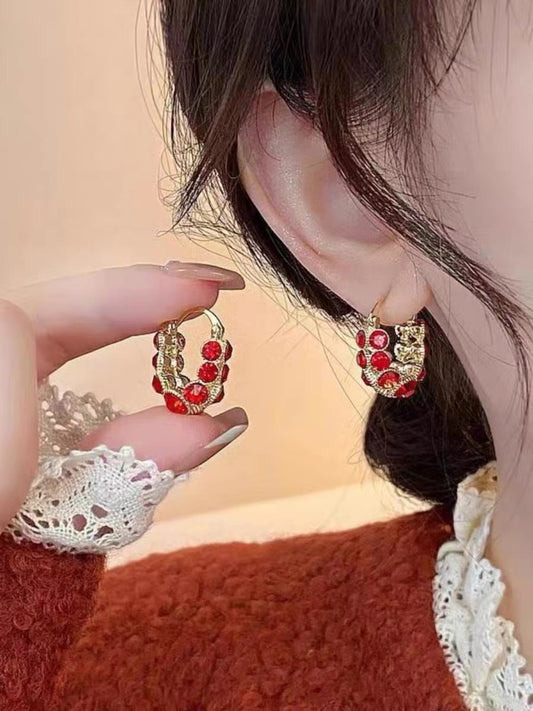 1 Pair Simple Style Commute Irregular Plating Inlay Alloy Rhinestones Gold Plated Earrings