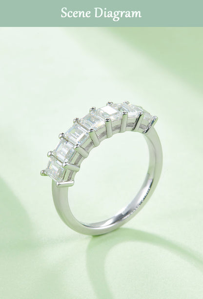 Elegant Wedding Classic Style Geometric Sterling Silver Rhodium Plated Moissanite Rings In Bulk