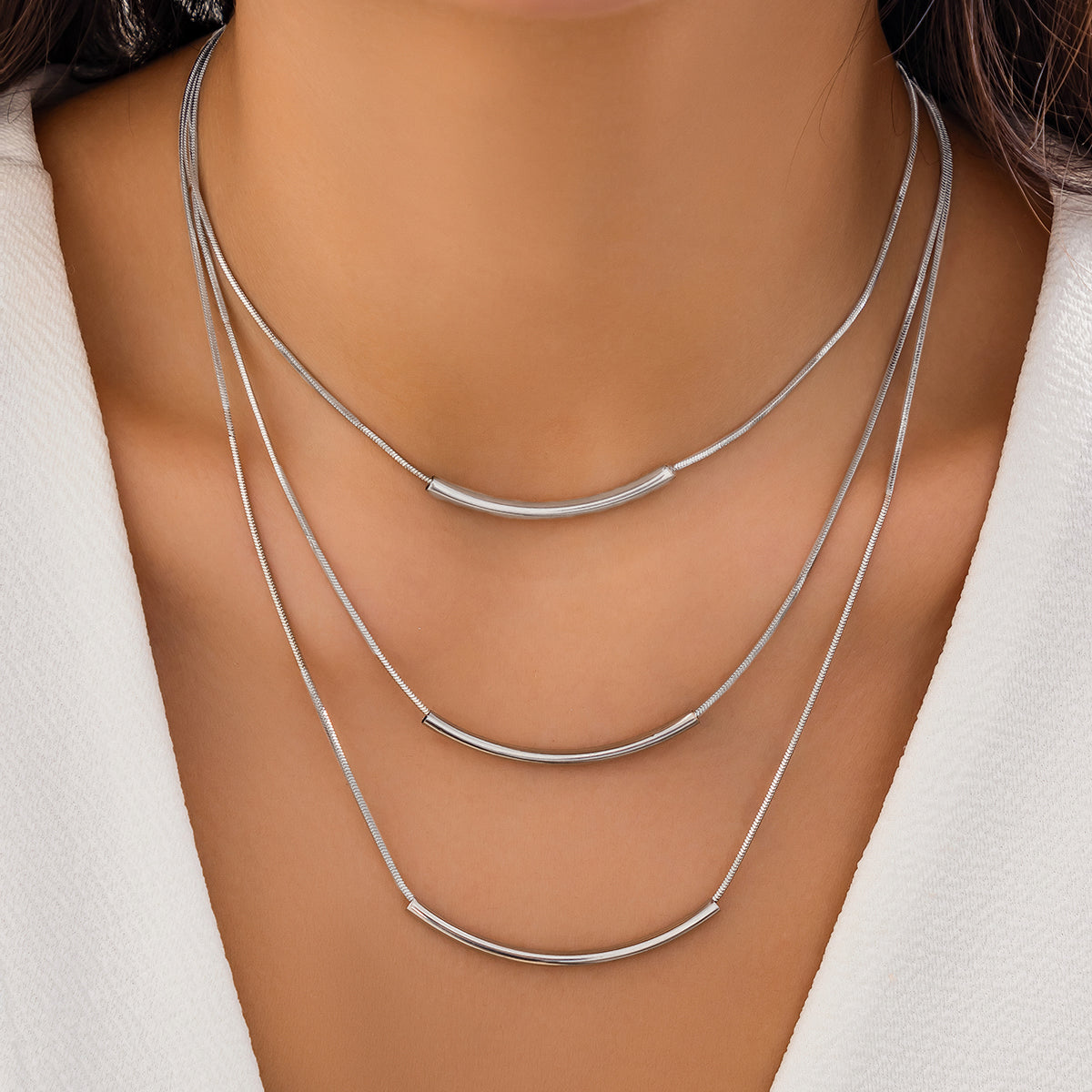 Basic Simple Style Classic Style Solid Color Copper Wholesale Layered Necklaces