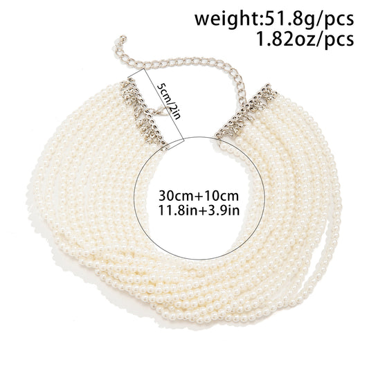 Retro Exaggerated French Style Round Solid Color Imitation Pearl Women's Necklace