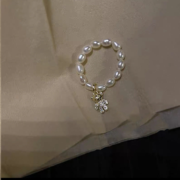 Retro Simple Style Star Bear Heart Shape Freshwater Pearl Charm Rings