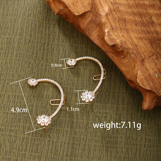 Wholesale Jewelry Xuping Solid Color Flower Alloy Copper Alloy Artificial Gemstones 18k Gold Plated Plating Inlay Ear Cuffs