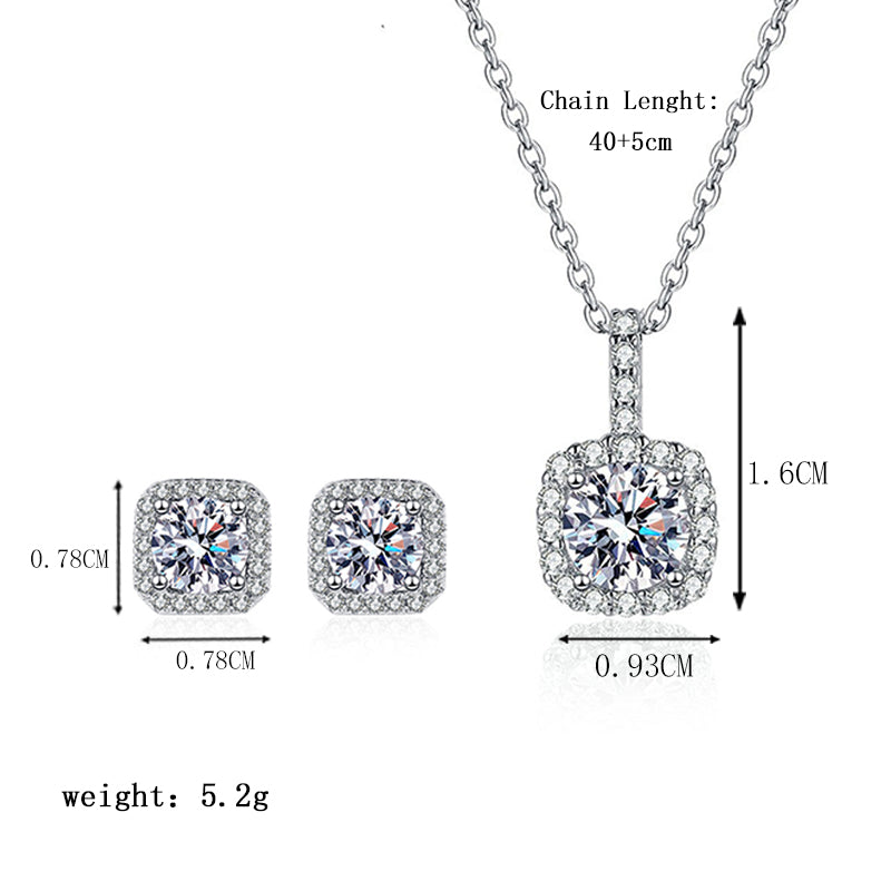 Glam Luxurious Square Sterling Silver Plating Inlay Zircon Women's Earrings Necklace