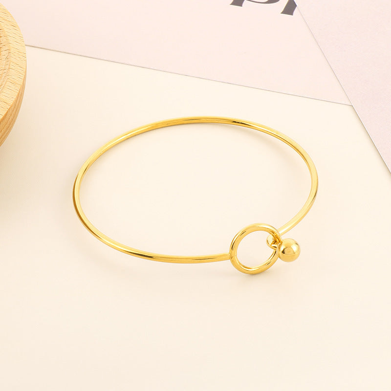 Elegant Simple Style Round Stainless Steel Plating Bangle