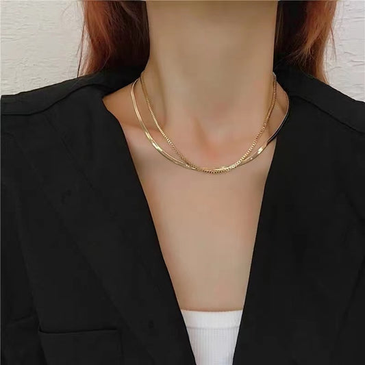 Simple Style Solid Color Alloy Plating Gold Plated Women's Layered Necklaces