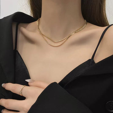 Simple Style Solid Color Alloy Plating Gold Plated Women's Layered Necklaces
