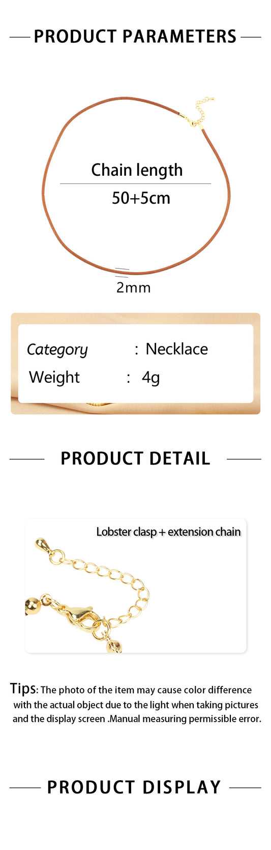 Simple Style Solid Color 18k Gold Plated Leather Rope Copper Wholesale Necklace