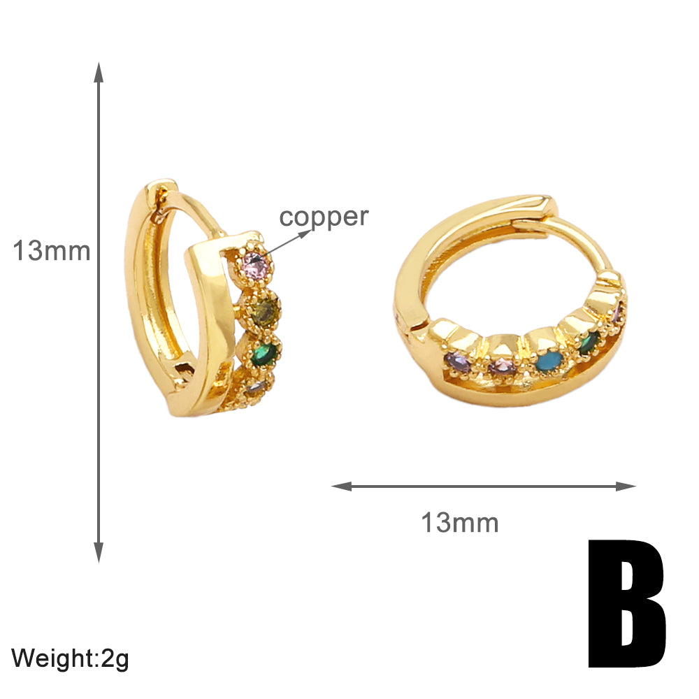 1 Pair Modern Style Simple Style Round Plating Inlay Copper Zircon 18k Gold Plated Ear Studs