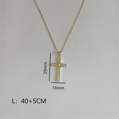 Casual Simple Style Cross Copper Plating 18k Gold Plated Pendant Necklace