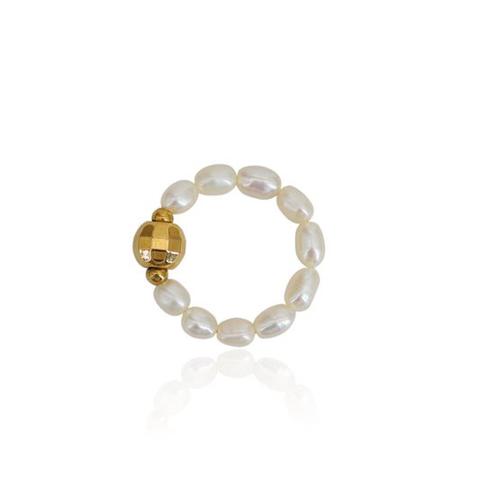 Simple Style Solid Color Freshwater Pearl Adjustable Ring